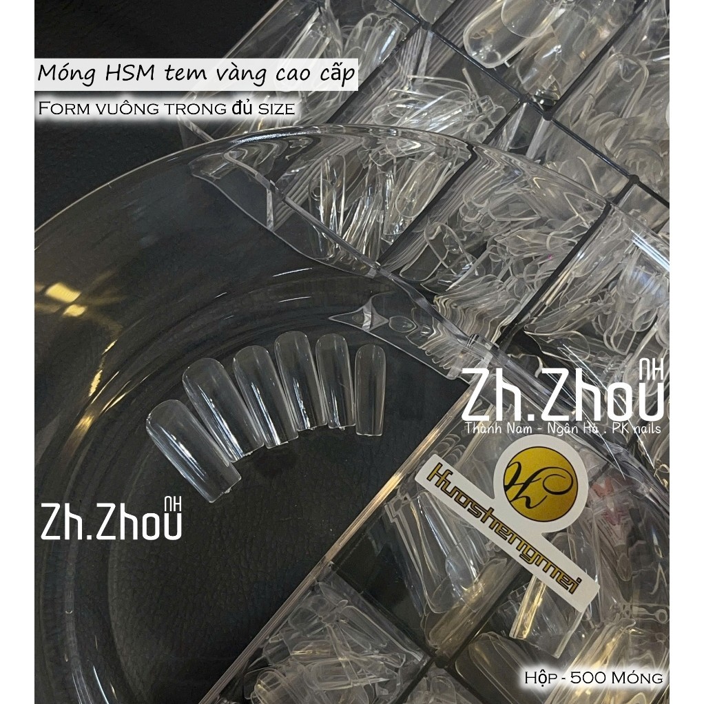 Móng úp Hsm  tem vàng form Vuông , móng úp Vuông, móng úp vuông hsm
