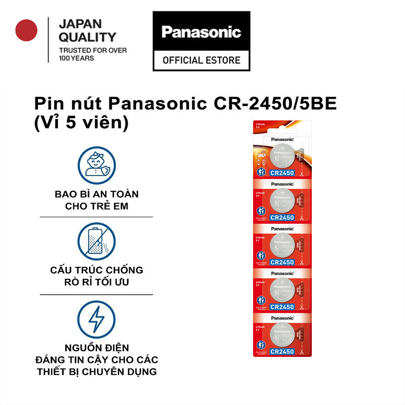 Đánh giá Pin nút Panasonic CR-2450/5BE (Vỉ 5 viên) - Chính hãng, Bền bỉ, An toàn