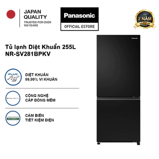 [TRẢ GÓP 0%] [Sẵn hàng miền Bắc] Tủ lạnh Panasonic Diệt Khuẩn 255L NR-SV281BPKV Cấp Đông Mềm - Ngăn Đá Dưới
