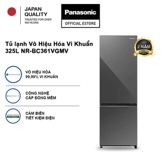 [TRẢ GÓP 0%] [Sẵn hàng miền Bắc] Tủ lạnh Panasonic 325 lít NR-BC361VGMV Đông mềm Mặt gương Ngăn đá dưới nanoe™ X