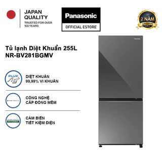 [TRẢ GÓP 0%] [Sẵn hàng miền Bắc] Tủ lạnh Panasonic Inverter 255 lít NR-BV281BGMV Đông mềm Mặt gương Tiết kiệm điện