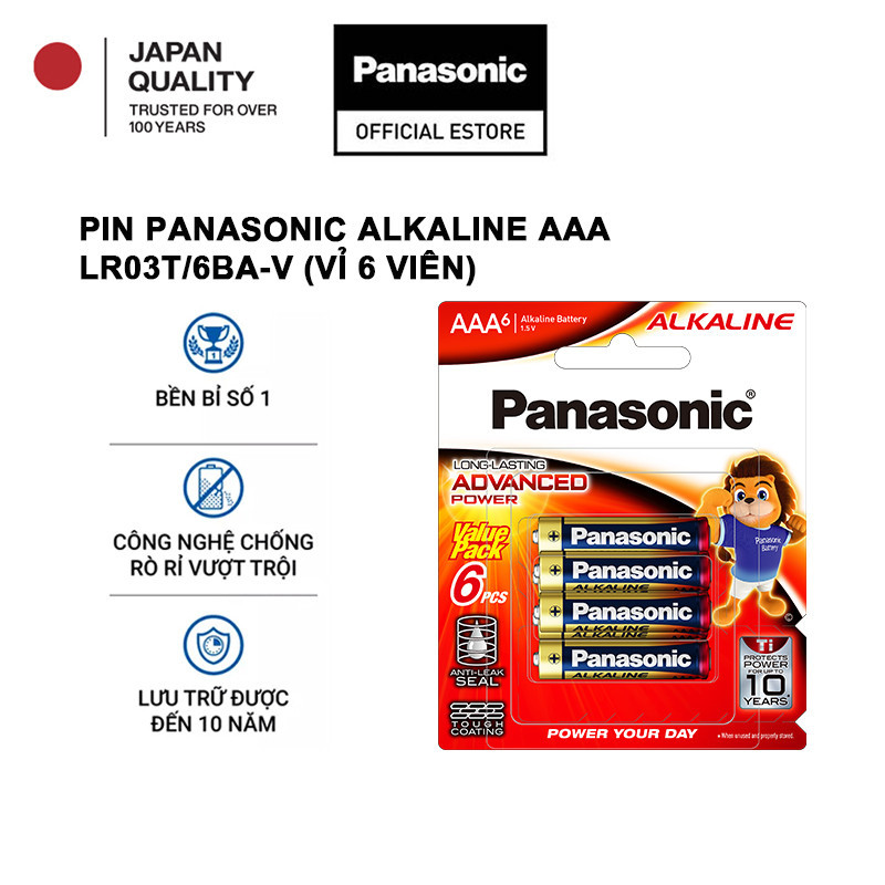 Ảnh Pin Panasonic Alkaline AAA LR03T/6BA-V (Vỉ 6 viên) – Hàng Chính Hãng 1