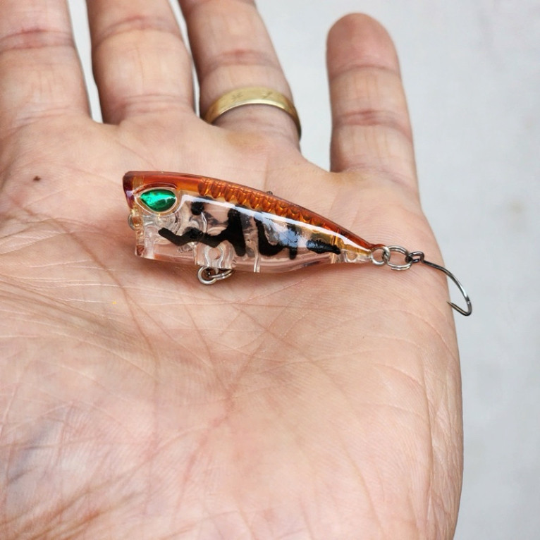 Mồi Poper Mini Lưỡi Đơn Siêu Nhậy - Mua 5 con tặng hộp và khóa dài 4cm nặng 3.2g gjah999