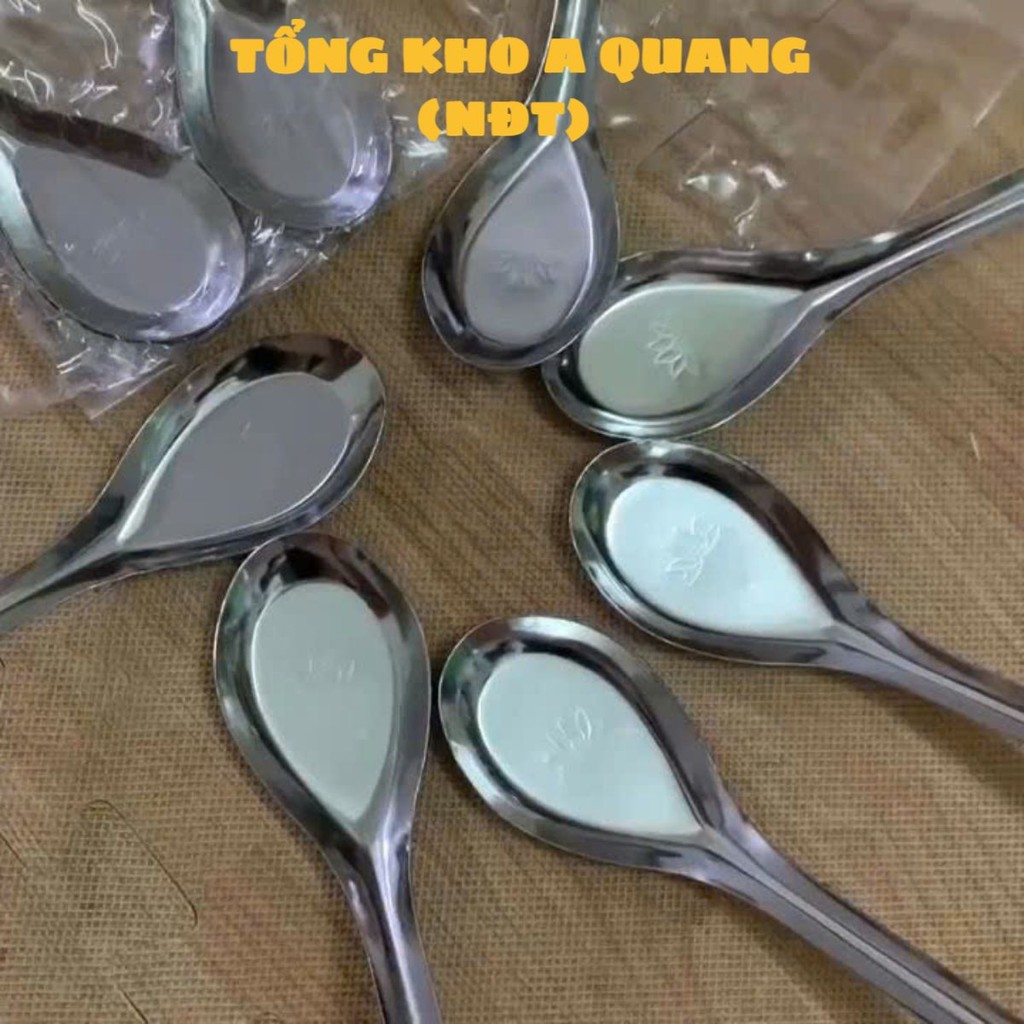 [COMBO 10] MUỖNG ĂN CƠM HOẠ TIẾT HOA SEN SANG TRỌNG - Thìa Ăn Cơm An Toàn Cho Mọi Nhà,Thìa Ăn Phở Cao Cấp Cán Dài