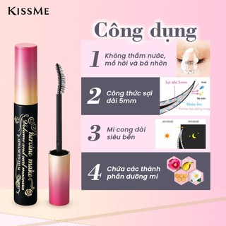 Mascara Màng Film Chuốt Dài Mi Và Cong Mi Mascara Kissme Long Curl  Advanced Film Màu Đen (6g)