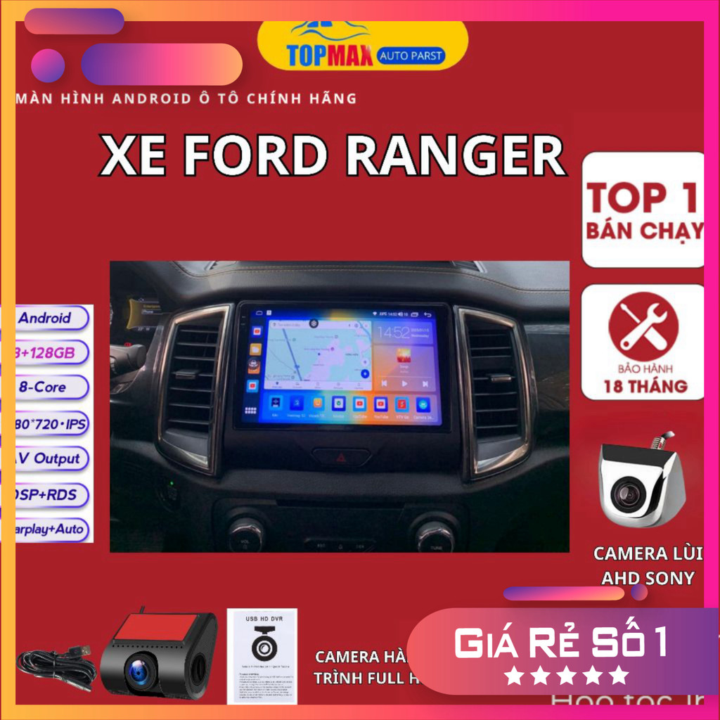 Màn Hình 9 inch Android Ô Tô FORD RANGER, chính hãng, điều khiển bằng ...