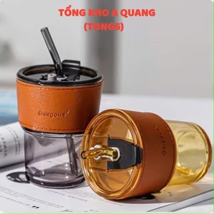 Ly Thuỷ Tinh Gorgous Sang Chảnh,Cốc Bọc Da Kèm Ống Hút Tiện Lợi - CỐC THỦY TINH BỌC DA CÓ NẮP CHỐNG BỎNG