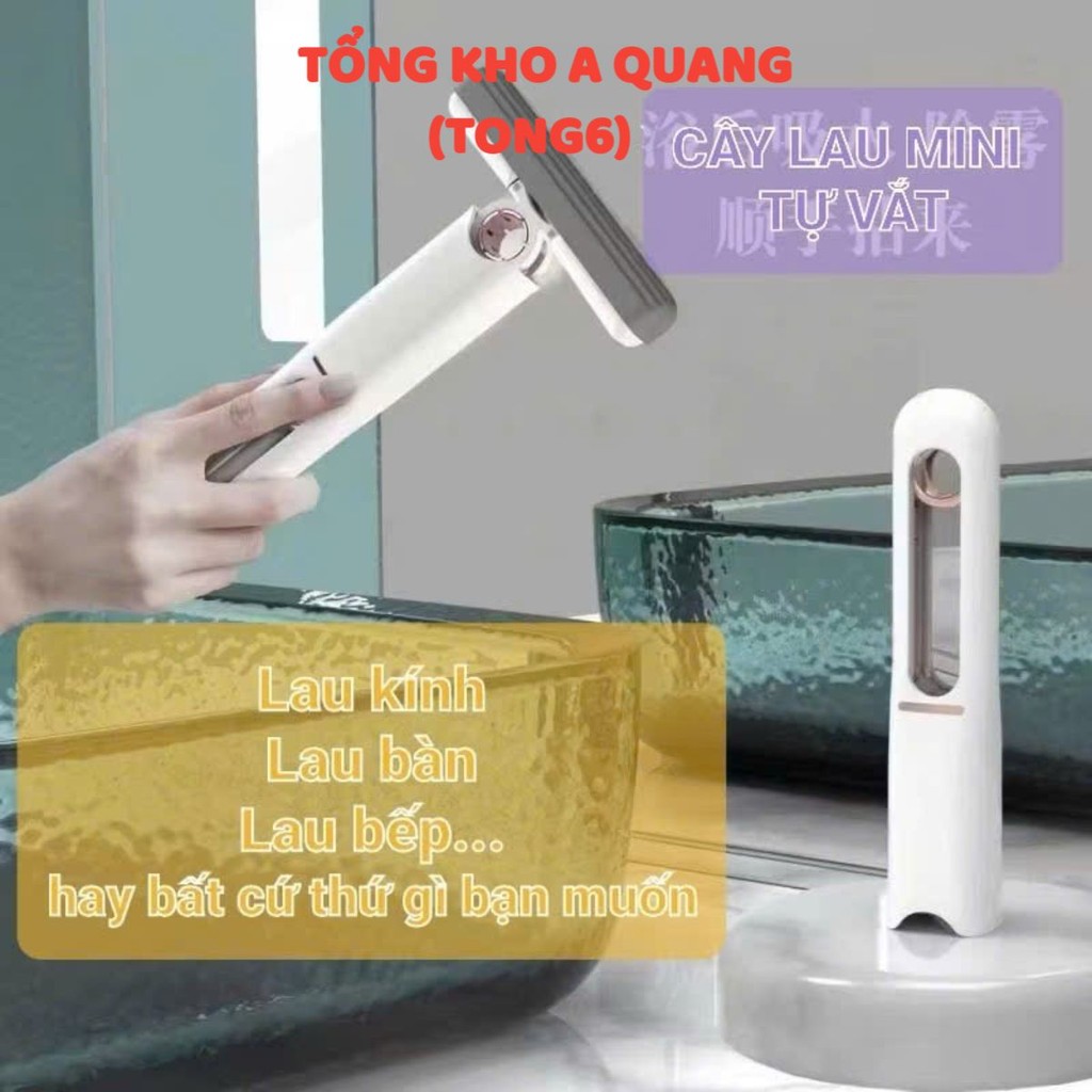 Cây Lau Mini Tự Vắt Dụng Cụ Vệ Sinh Bếp Cửa Kính Xoay 360 Độ Nhỏ Gọn Tiện Lợi Dễ Dàng Sử Dụng