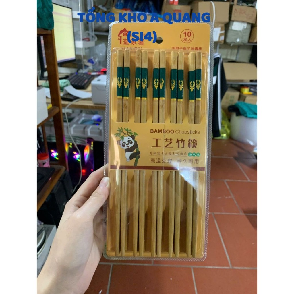 Bộ 10 Đôi Đũa Tre BamBoo 24cm Chống Trơn Trượt Nấm Mốc,  VỈ ĐŨA TRE