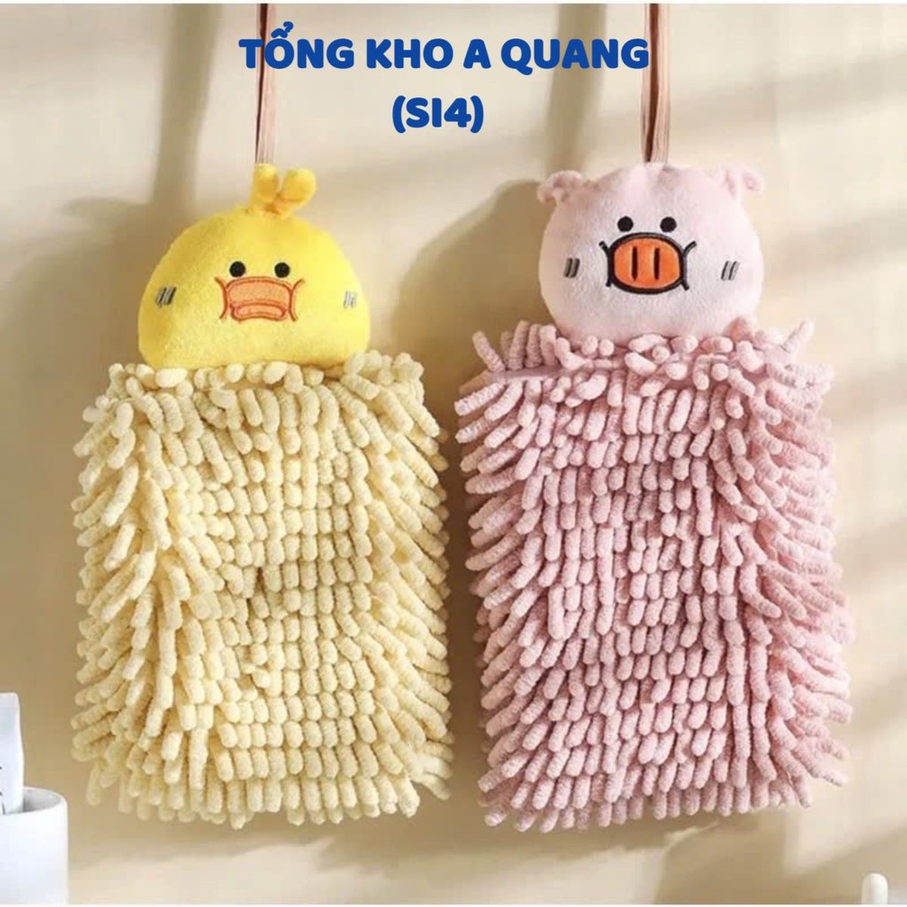 Khăn Lau Tay 2 Lớp Treo Tường Tiện Lợi,Khăn San Hô Hình Thú Siêu Thấm Hút - KHĂN LAU TAY TREO TƯỜNG HỌA TIẾT CON VỊT
