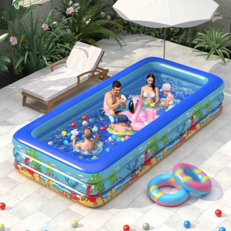 Bể bơi cho bé 3 tầng loại 3M, 2M6, 2m1 và 1m8,1M5. Phao bơi 3 tầng, đáy 2 lớp, chống trượt, An toàn halung ntt95