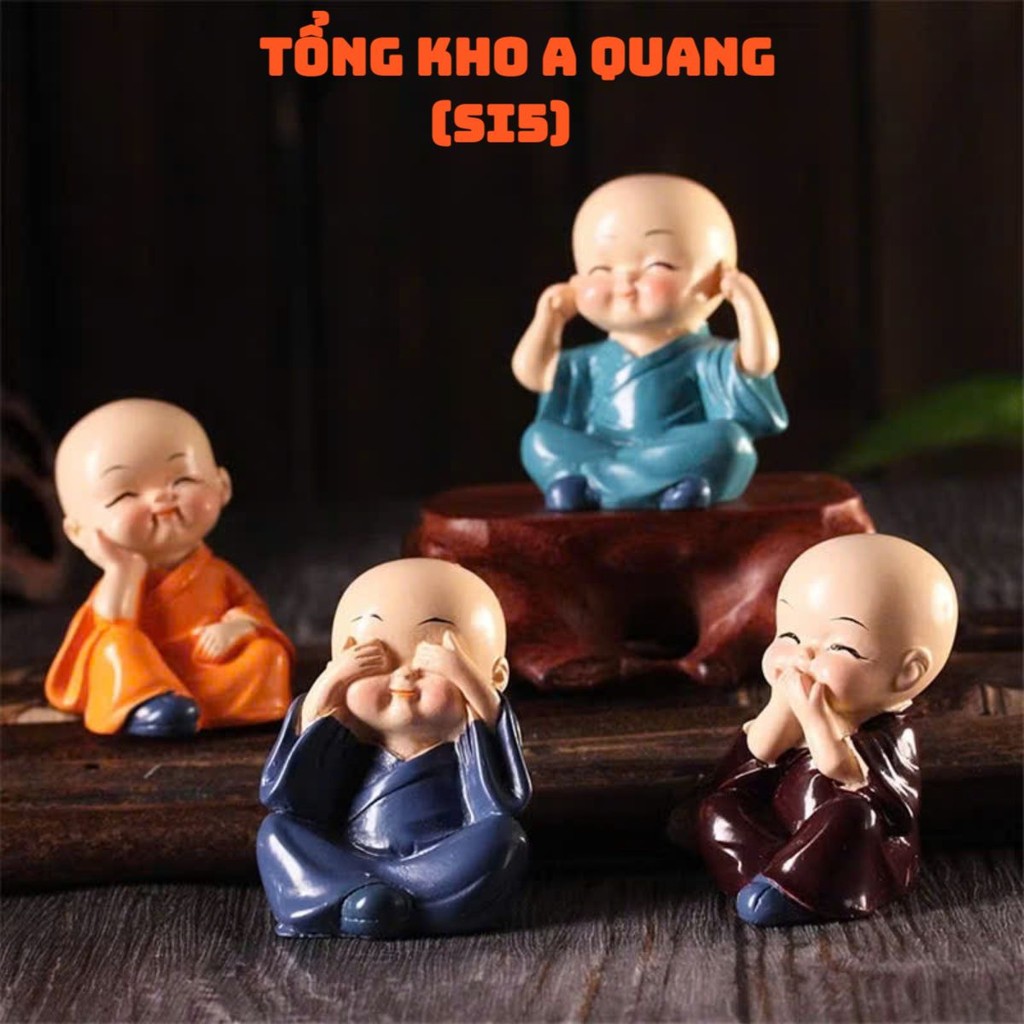 Bộ 4 Tượng Mini Để Xe Hơi,Set Tượng Trang Trí Nội Thất Đẹp Ý Nghĩa May Mắn - TƯỢNG CHÚ TIỂU HÒA THƯỢNG TỨ KHÔNG