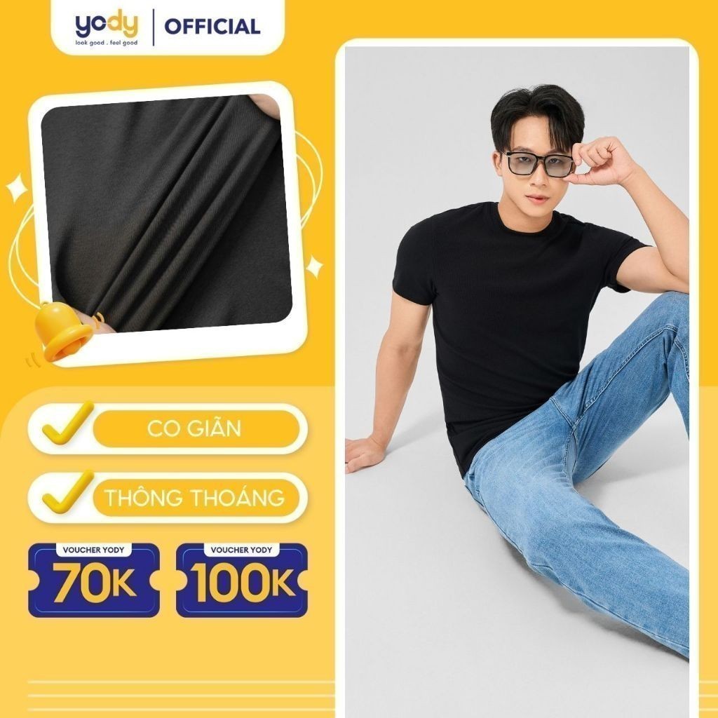 [SALE] Áo phông nam Yody, áo thun trơn slim fit vải rib thông thoáng ...