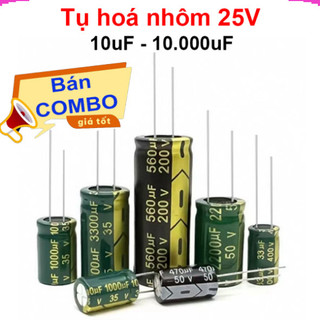[Giá sỉ] Tụ hoá, tụ điện nhôm chân cắm 25V