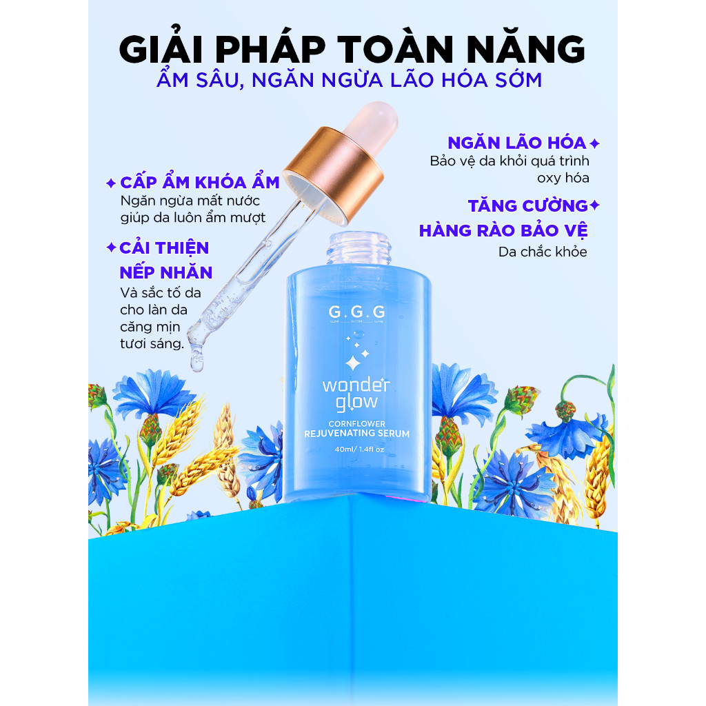 Ảnh [KOL LIVE] Serum Xanh, Cấp ẩm sâu, Hỗ trợ Mờ nếp nhăn, Ngăn ngừa lão hóa - G.G.G Wonder Glow Rejuvenating Serum 40ml 4