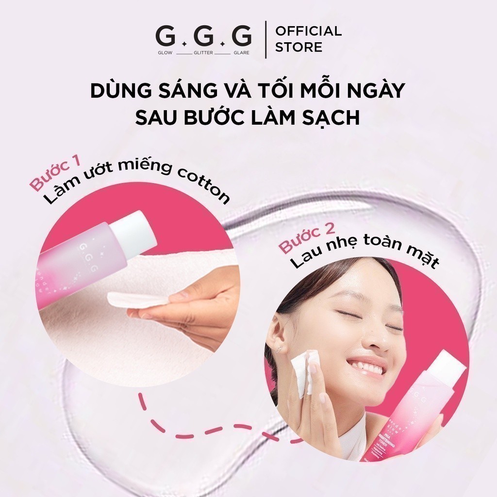 Ảnh Toner Hồng PHA Peel Da Dịu Nhẹ Sáng Da G.G.G Wonder Glow PHA Brightening Toner 150ml 4