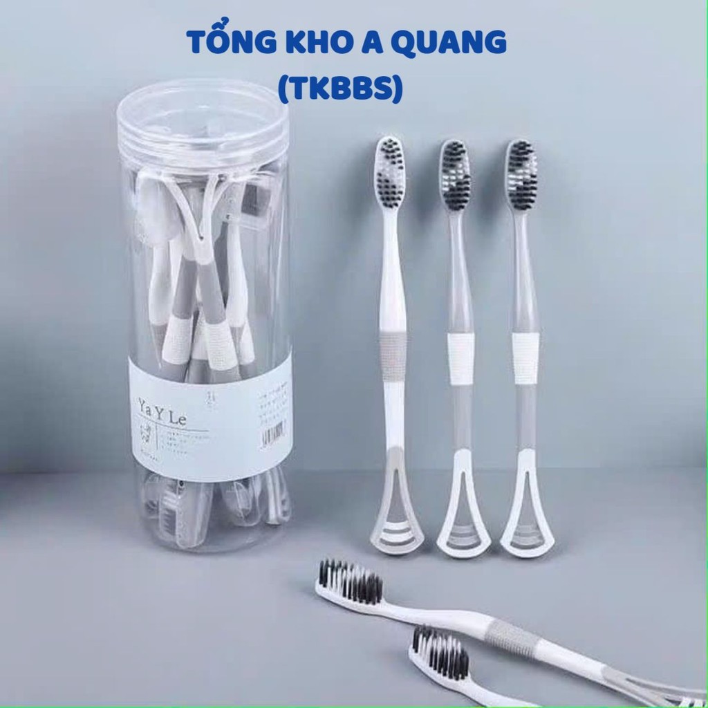 Hộp 8 Bàn Chải Đánh Chống Mảng Bám,Combo 8 Bàn Chải Đánh Răng 2in1 - BÀN CHẢI ĐÁNH RĂNG THIẾT KẾ ĐẦU CẠO LƯỠI SILICON