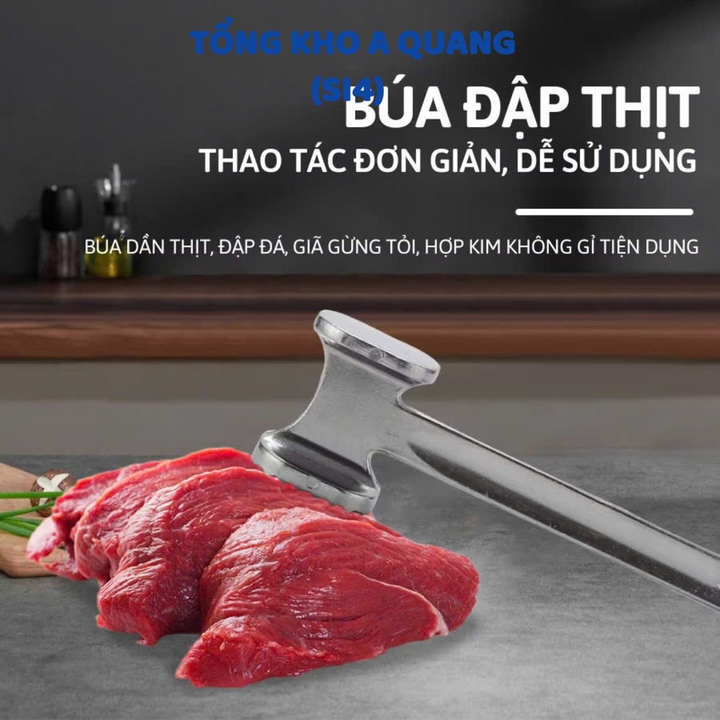 Búa Đập Thịt 2 Đầu Bằng Thép Không Gỉ,Búa Đập Thịt Bằng Inox Siêu Chắc - DỤNG CỤ ĐẬP KẾT HỢP DẦN THỊT VÀ GIÃ GỪNG