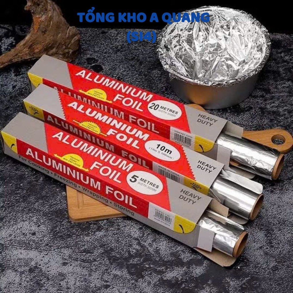 (COMBO 5) CUỘN GIẤY LÓT NỒI CHIÊN KHÔNG DẦU DỄ VỆ SINH - Giấy Bạc Nướng Thức Ăn Cách Nhiệt,Màng Nhôm 5m x 30cm Bọc Nướng