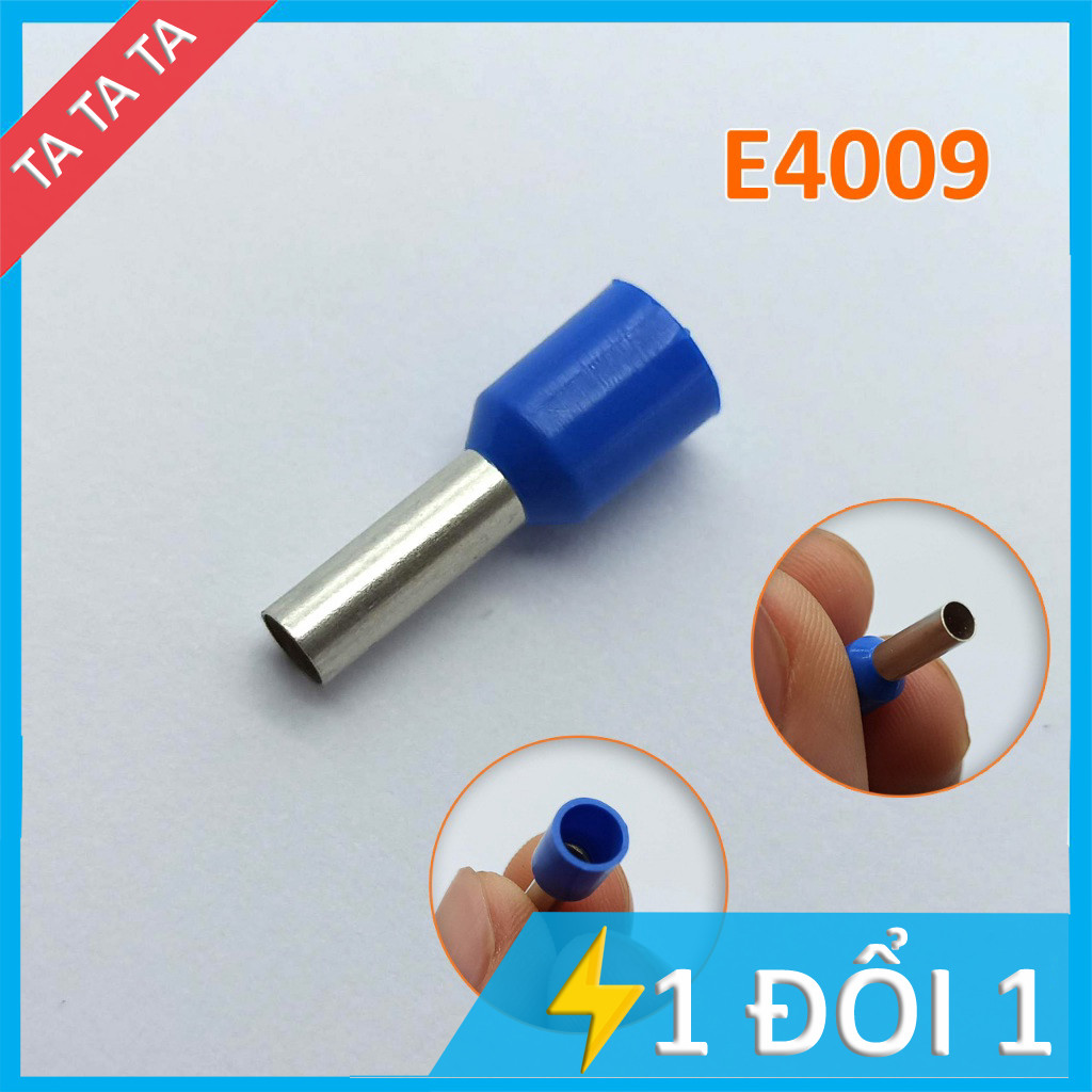 Túi 100 đầu cos pin rỗng bọc nhựa đỏ, xanh, vàng E1008 E1612 E4009 ...