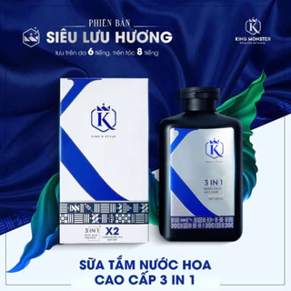 Sữa tắm gội nam King Monster 350ml dầu gội 3 trong 1 hương nước hoa cao cấp lưu hương lâu