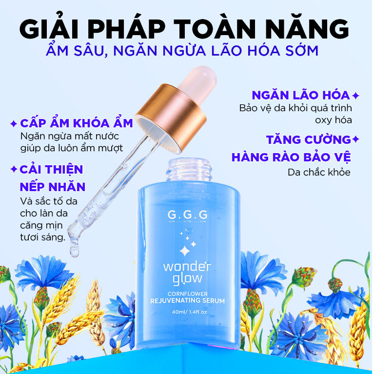 Ảnh Serum Xanh, Cấp ẩm sâu, Hỗ trợ Mờ nếp nhăn, Ngăn ngừa lão hóa - G.G.G Wonder Glow Rejuvenating Serum 40ml 2