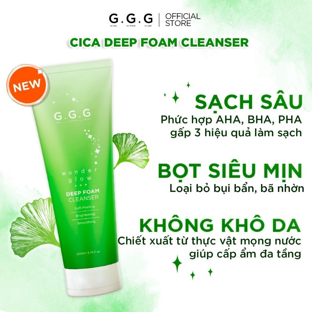 Ảnh COMBO Sạch sâu, Ẩm mịn, Không khô da từ Rau Má - G.G.G Nước Tẩy Trang Cica 400ml & Sửa Rửa Mặt Cica 125gr 3