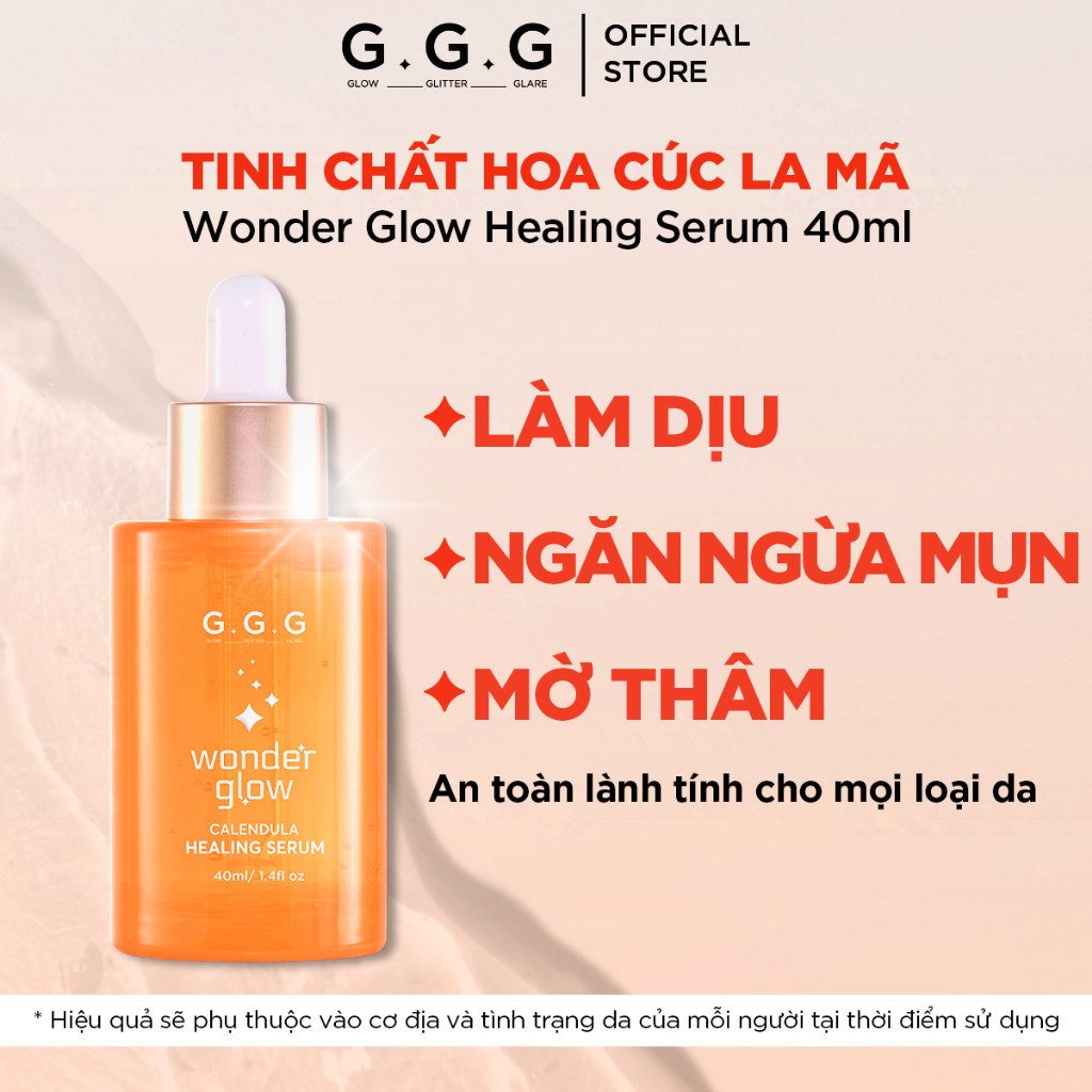 Ảnh Serum Cam, Làm Dịu Da mụn, Phục hồi, Hỗ Trợ Giảm Mụn, Mờ Thâm - G.G.G Wonder Glow Healing Serum 40ml 2