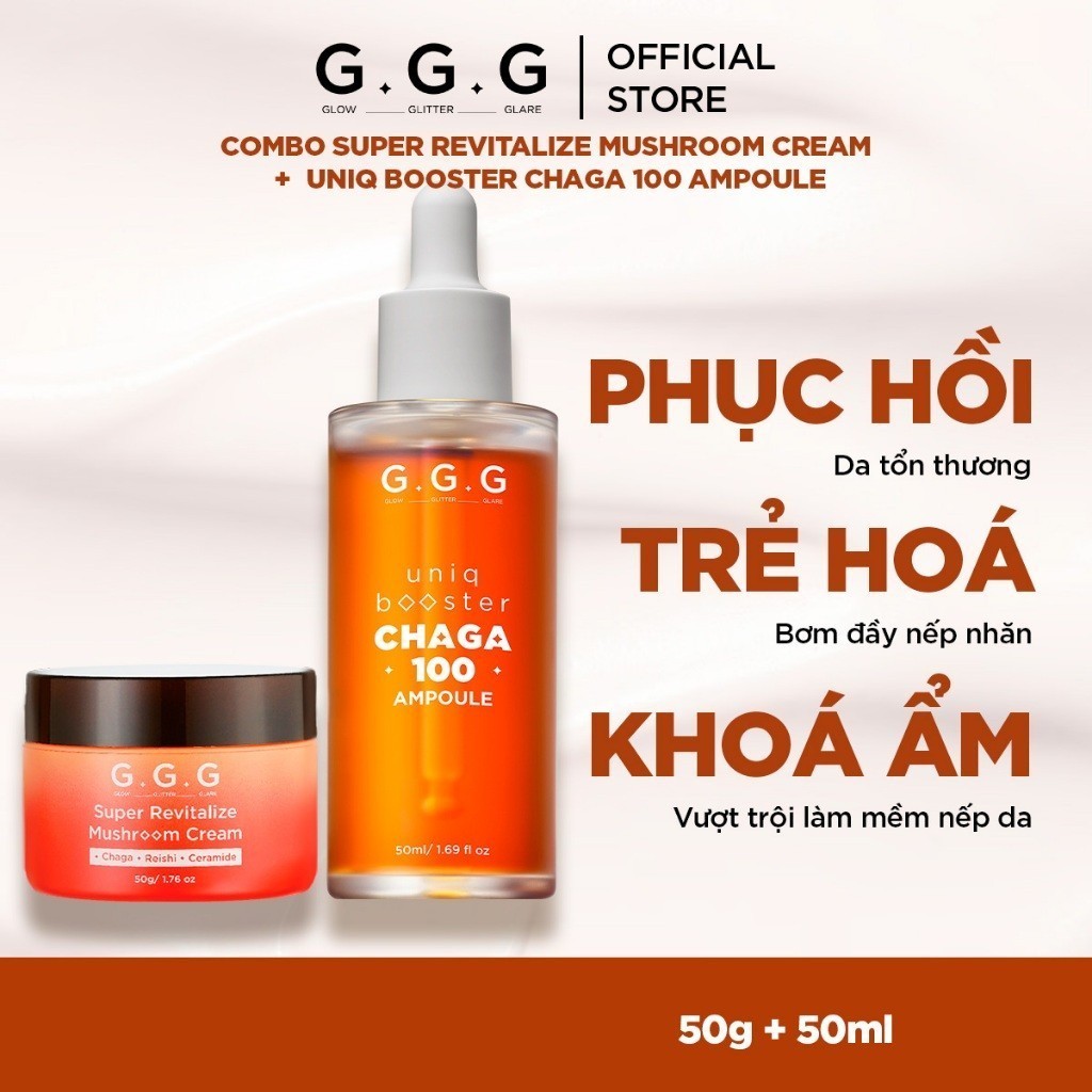 Ảnh COMBO Cấp Ẩm Phục Hồi & Tái Sinh Làn Da - G.G.G Kem Dưỡng Nấm 50g & Booster Nấm Chaga 50ml 2
