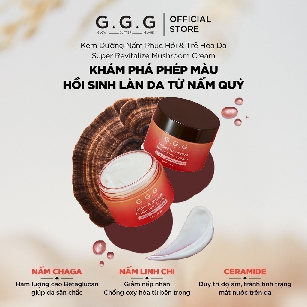 Ảnh Kem Nấm Dịu Da, Cấp Ẩm Chuyên Sâu, Phục Hồi & Tái Tạo Da - G.G.G Super Revitalize Mushroom Cream 50g 4