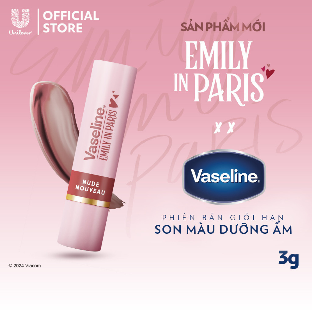 [Mua 2 giảm 50%] Combo 2 Son dưỡng môi Vaseline Emily In Paris Nude Nouveau 3g x 2