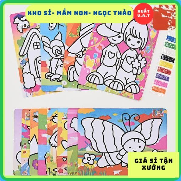 Đồ chơi 10 tranh cát màu (đã kèm cát) khổ A4 – A5 – A6 cho bé thỏa sức sáng tạo