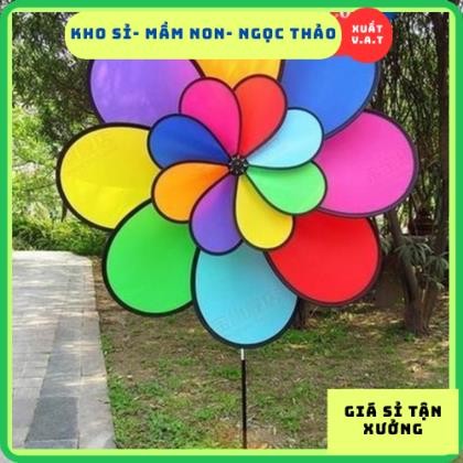 Chong Chóng Vải Cầu Vồng 2 Tầng 8 Cánh Đường Kính 30/50 cm, Chong Chóng 7 màu trang trí xe trà sữa