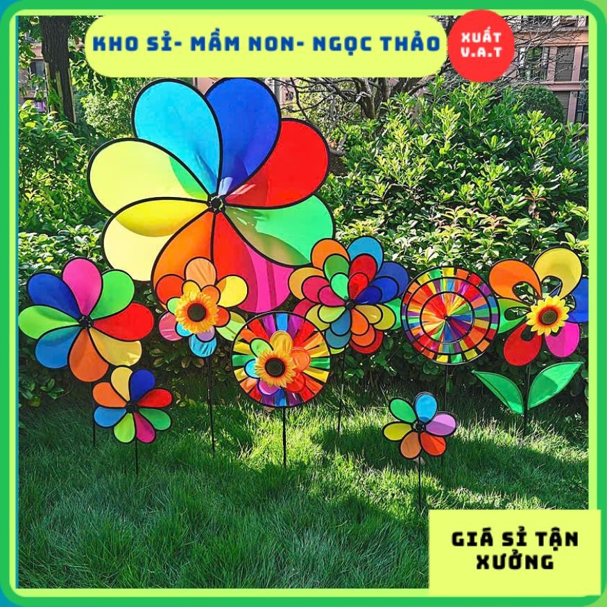Chong Chóng Vải 8 Cánh Cầu Vồng 50cm-Chong Chóng 2 Tầng Giá Rẻ Trang Trí Xe Trà Sữa – Xe Caffe