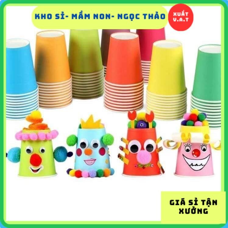 Set 10 Cốc Giấy Nhiều Màu Làm Thủ Công Phân loại mầu sắc Cho Bé