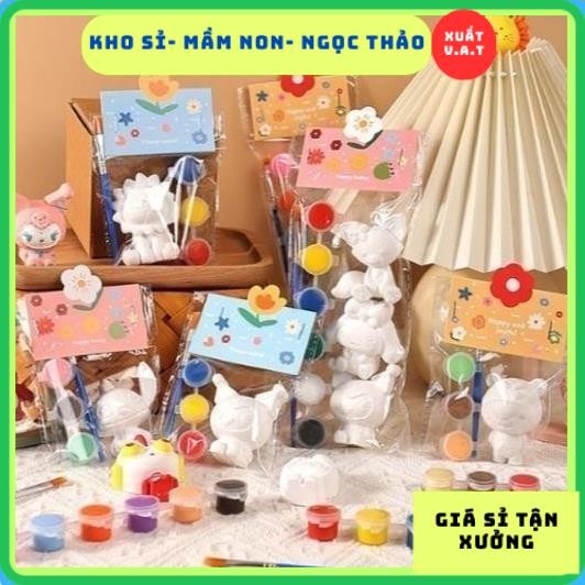[CÓ XUẤT VAT] Sét Tô Tượng Thạch Cao Mini Cho Bé Tặng Kèm Cọ Và Màu Vẽ