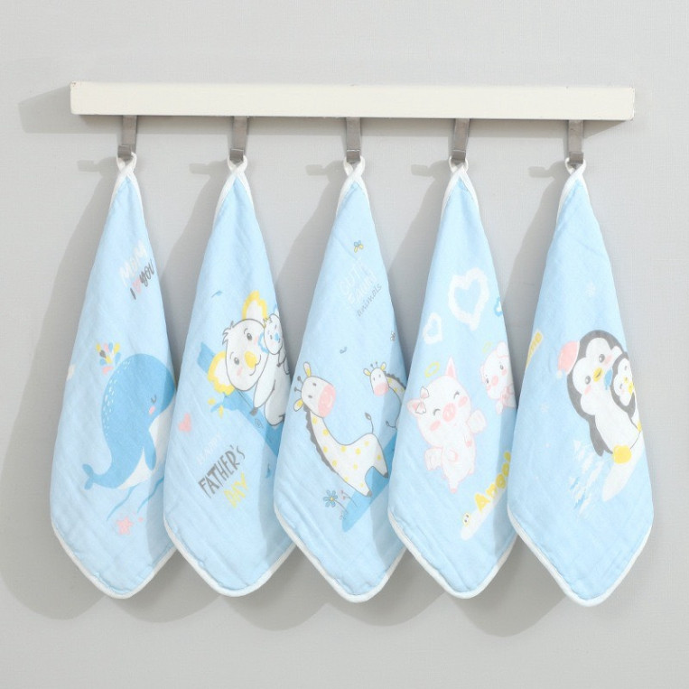 Khăn xô sữa 6 lớp cho bé, set 5 khăn sữa size 30*30 cm hàng cao cấp nhiều họa tiết xinh xắn