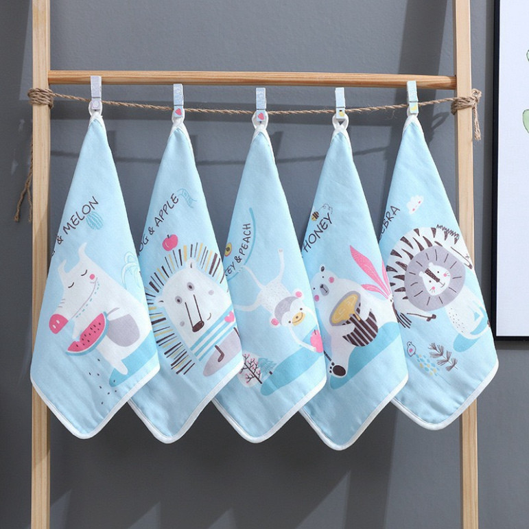 Khăn xô sữa 6 lớp cho bé, set 5 khăn sữa size 30*30 cm hàng cao cấp nhiều họa tiết xinh xắn