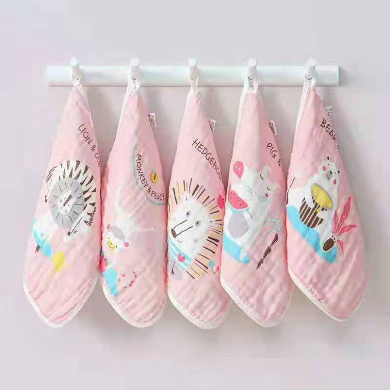 Khăn xô sữa 6 lớp cho bé, set 5 khăn sữa size 30*30 cm hàng cao cấp nhiều họa tiết xinh xắn