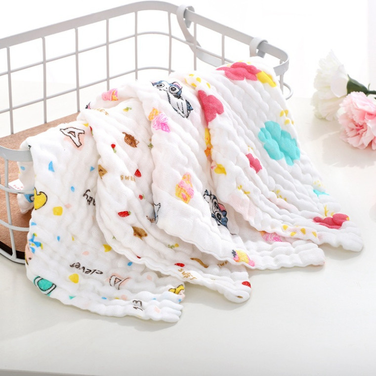 Set 5 Khăn mặt khăn sữa Manny muslin 6 lớp đa năng khăn lau đa năng vải xô mềm mại thấm hút an toàn cho bé S5M2