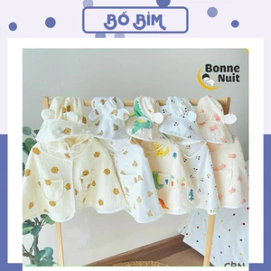 Áo choàng chống nắng cho bé vải xô muslin có kính chống bụi, cúc bấm tháo rời