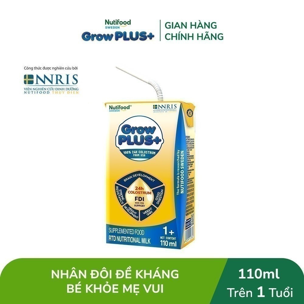[LIVESTREAM KOL] Thùng Sữa Bột Pha Sẵn GrowPLUS+ Sữa Non Tăng Đề Kháng 110ml - (48 Hộp x 110ml)