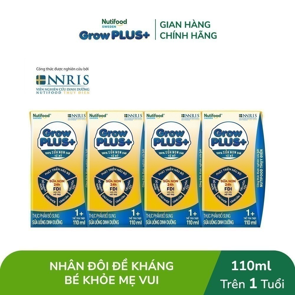 [LIVESTREAM KOL] Thùng Sữa Bột Pha Sẵn GrowPLUS+ Sữa Non Tăng Đề Kháng 110ml - (48 Hộp x 110ml)