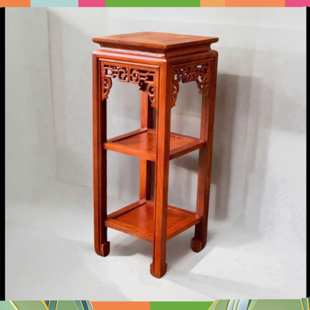 Đôn chiện vuông 2 tầng gỗ lim bày đồ trang trí cao 80,100cm | Shopee ...