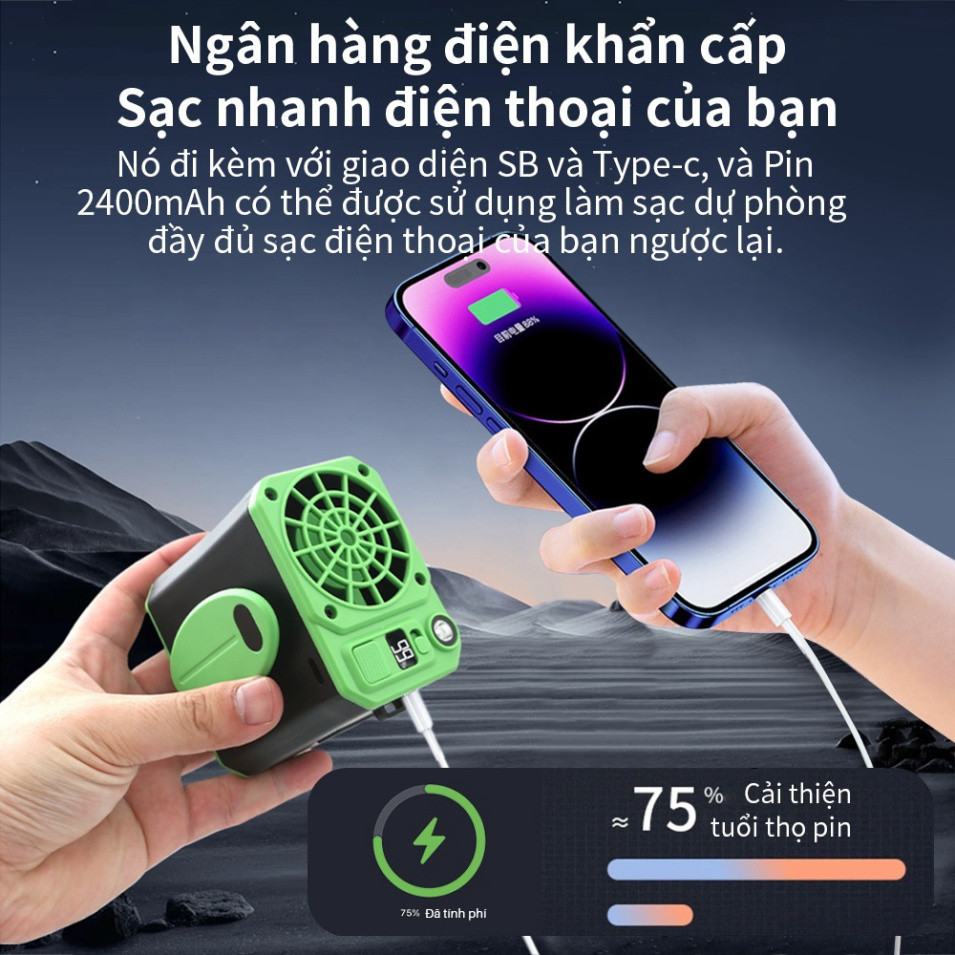 Quạt Đeo Thắt Lưng Nhỏ Gọn, Kẹp Thắt Lưng, Giải Nhiệt Nhanh, Làm Mát Hiệu Quả