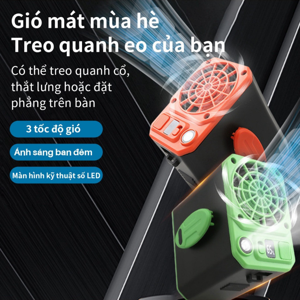 Quạt Đeo Thắt Lưng Nhỏ Gọn, Kẹp Thắt Lưng, Giải Nhiệt Nhanh, Làm Mát Hiệu Quả