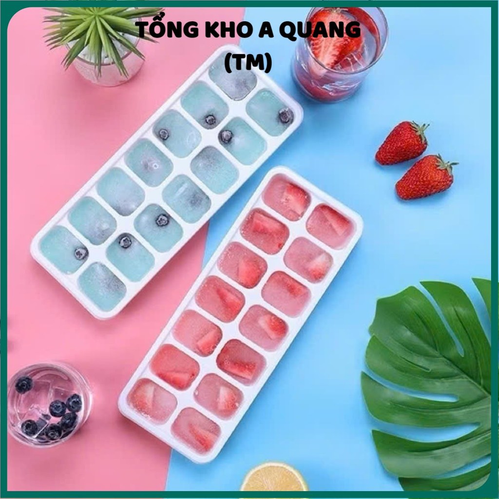 (COMBO 5) KHAY LÀM ĐÁ, Khay đá Silicon 14 viên có nắp đậy làm kem làm thạch hoa quả tiện lợi bền bỉ - KHAYLAMDA278