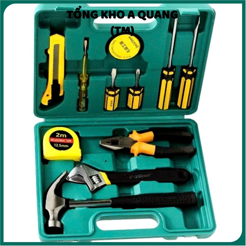 BỘ DỤNG CỤ SỬA CHỮA 16 CHI TIẾT, Bộ Dụng Cụ Sửa Chữa Đa Năng 16 Món Búa, Mỏ Lết, Kìm, Thước, Tô Vít, Lục Giác-MA:479