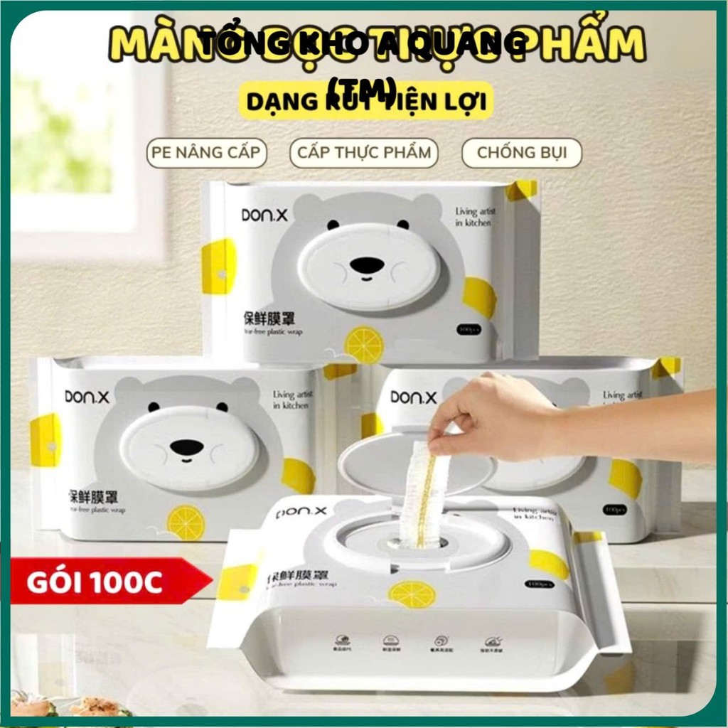 GÓI MÀNG BỌC THỰC PHẨM DẠNG RÚT - Màng bọc thực phẩm thế hệ mới dạng rút tiện lợi 100c , Túi bọc thực phẩm PE siêu dai