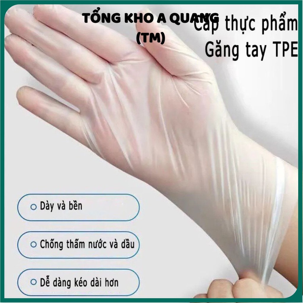 [Siêu Rẻ]  Hộp 100 Cái Găng Tay Cao Su Dùng 1 Lần Làm Bếp Nấu Ăn Vệ Sinh Siêu Dai Siêu Bền